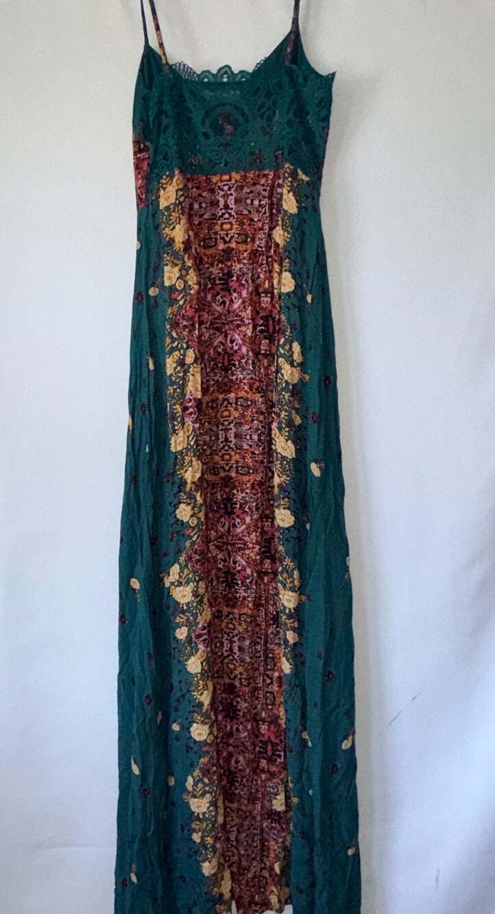 Intimately Free People Floral Lace Trim Maxi Dress Size XS Cottagecore Romantic - Picture 2 of 8